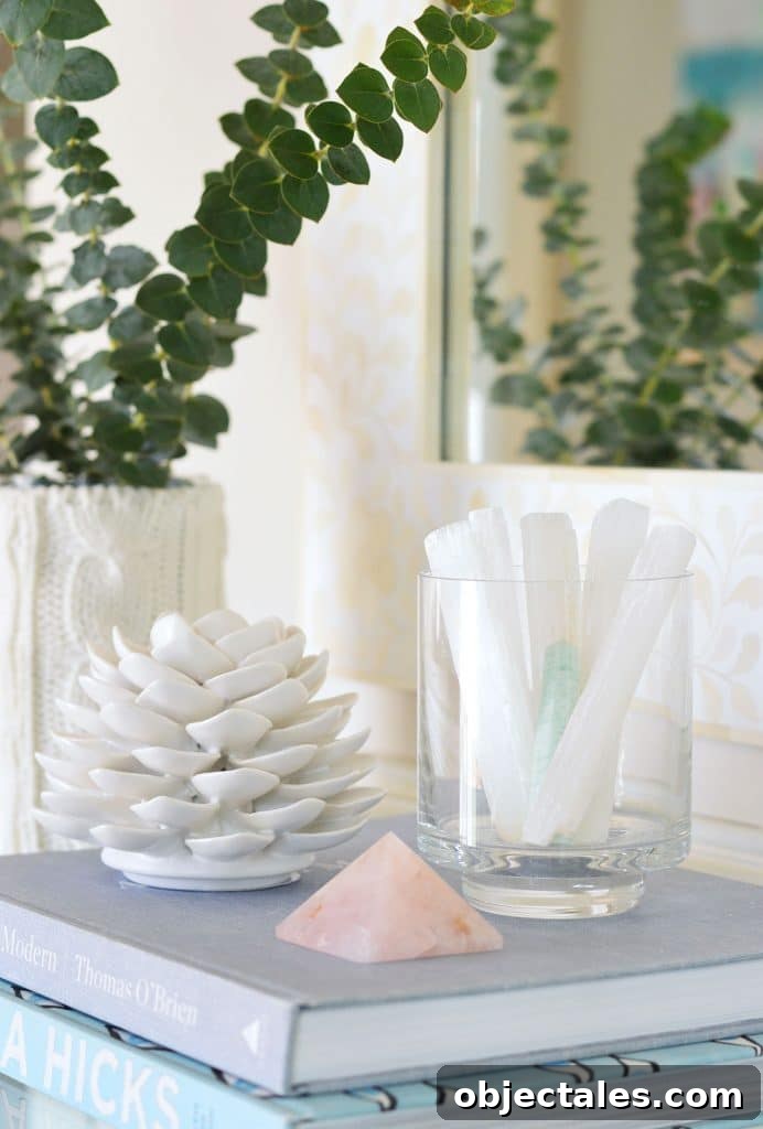 Close-up of crystals on display on shelf