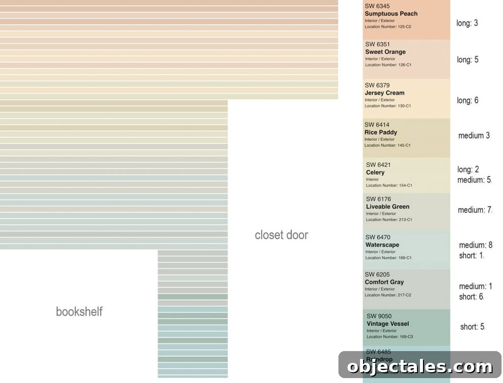 How to Create a Colorful Wood Accent Wall 6 Digital Mock Up Of Striped Wall Treatment With Color Names And Quantities