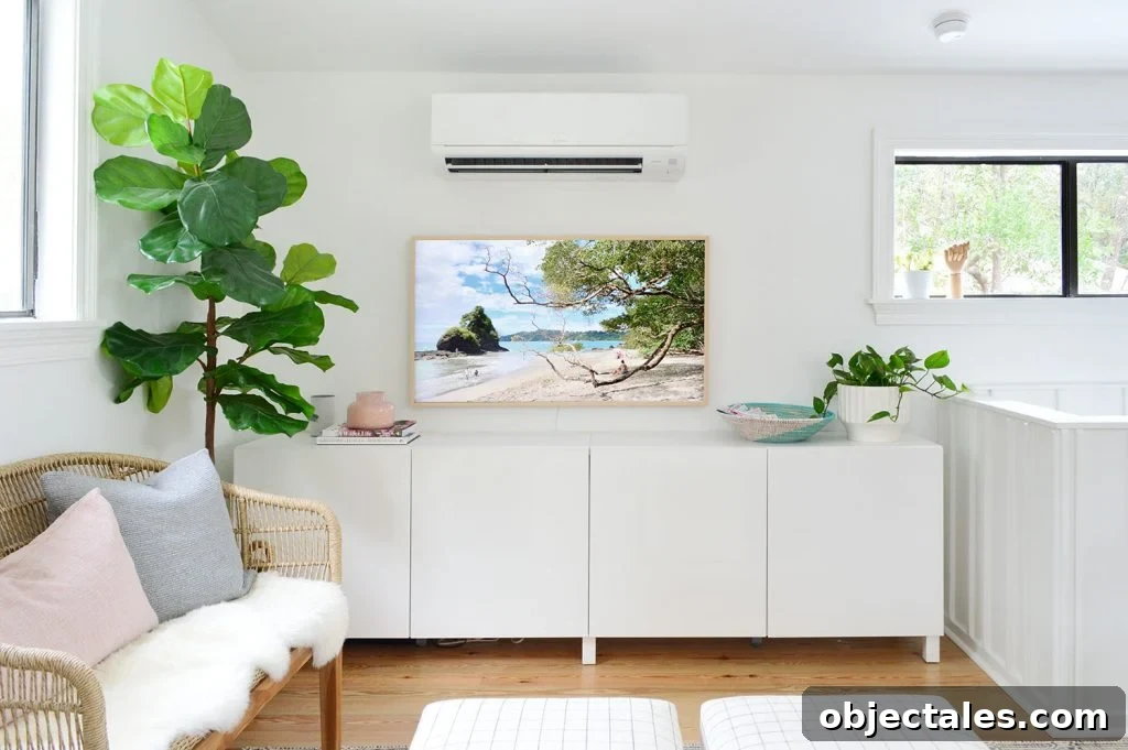 How to Build a Custom Media Cabinet with IKEA Besta 3 Straight On View Of Nearly Wall To Wall Ikea Besta Cabinets
