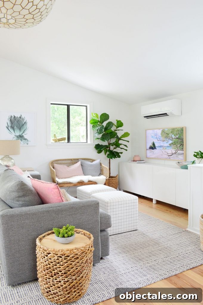 How to Build a Custom Media Cabinet with IKEA Besta 5 Living Room With Vaulted Ceiling With Ikea Besta Storage Under TV