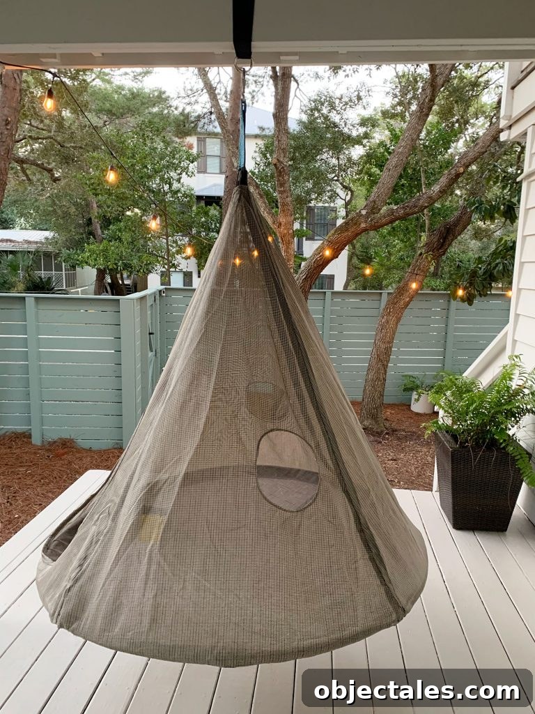 How to Paint a Porch Floor: Prep, Paint, and Finish 7 Hanging cone shaped netted tent above painted porch floor