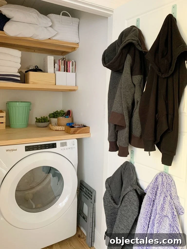 Find the Perfect Loveseat for Your Sitting Room 13 Coats hung on back of laundry closet door