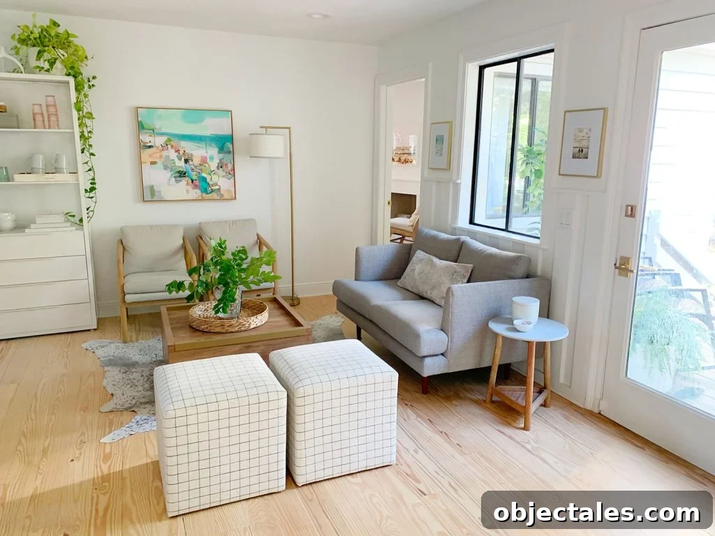 Find the Perfect Loveseat for Your Sitting Room 10 Side view of sitting area next to front door
