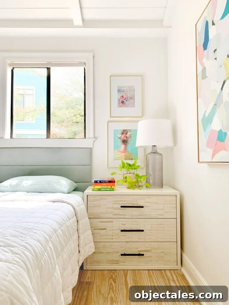 Girls bedroom with inlay dresser nightstand