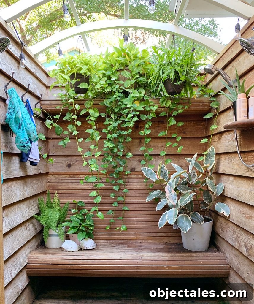 Before and After Home Photos: 14 Months of Renovation 26 Wood Outdoor Shower With Cascading Planters And Bench