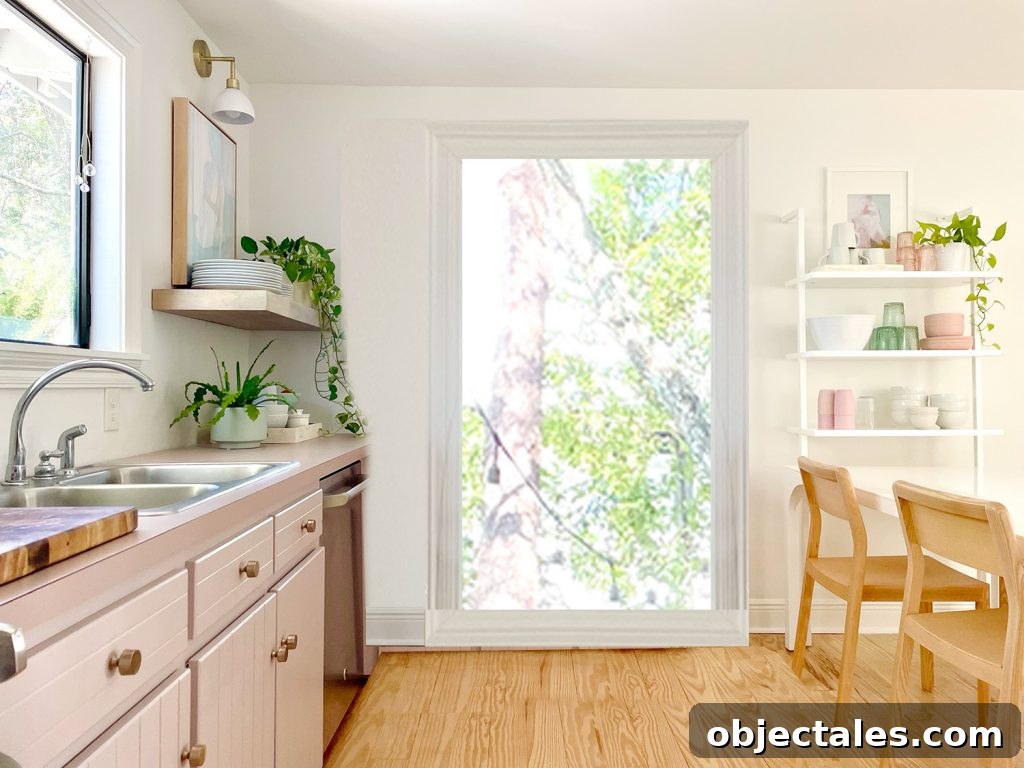 Photoshop Rendering Of Doorway In Place Of Mauve Cabinets And One Window