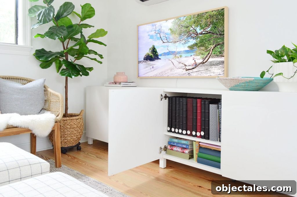 Ikea Besta Cabinet Door Open With Photo Album Storage