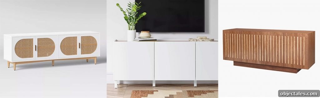 Storage Pieces Moodboard With 3 TV Credenza Storage Options