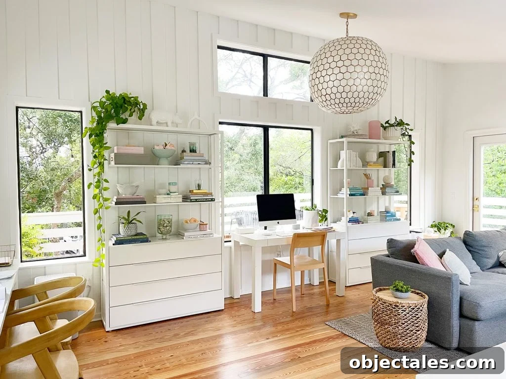 Ikea Fjalkinge Bookshelves In Upstairs Family Room With Large Windows And Vaulted Ceiling