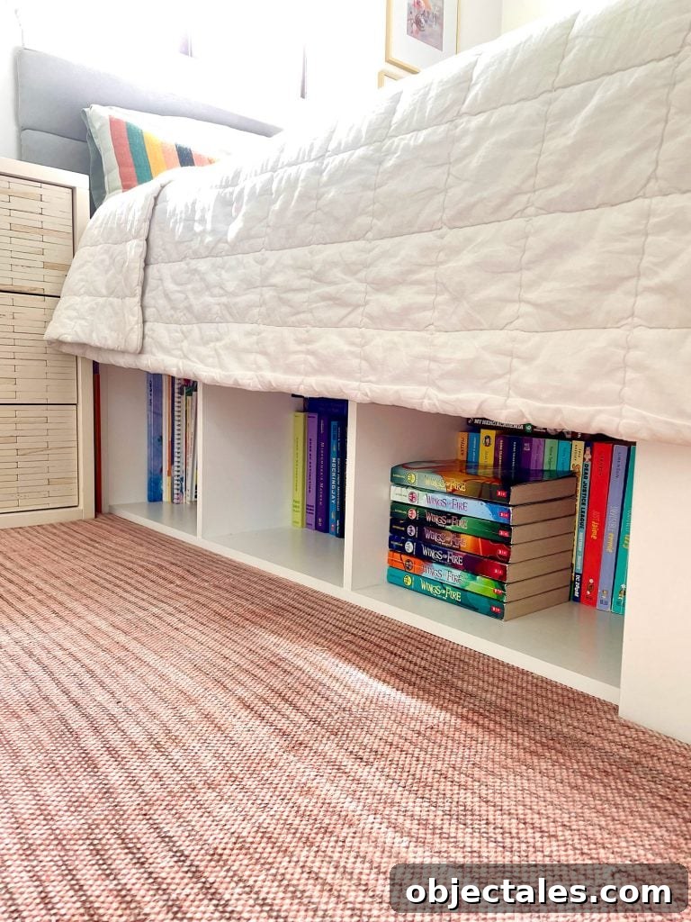 Under Bed Storage With Cubby Style Bookshelf